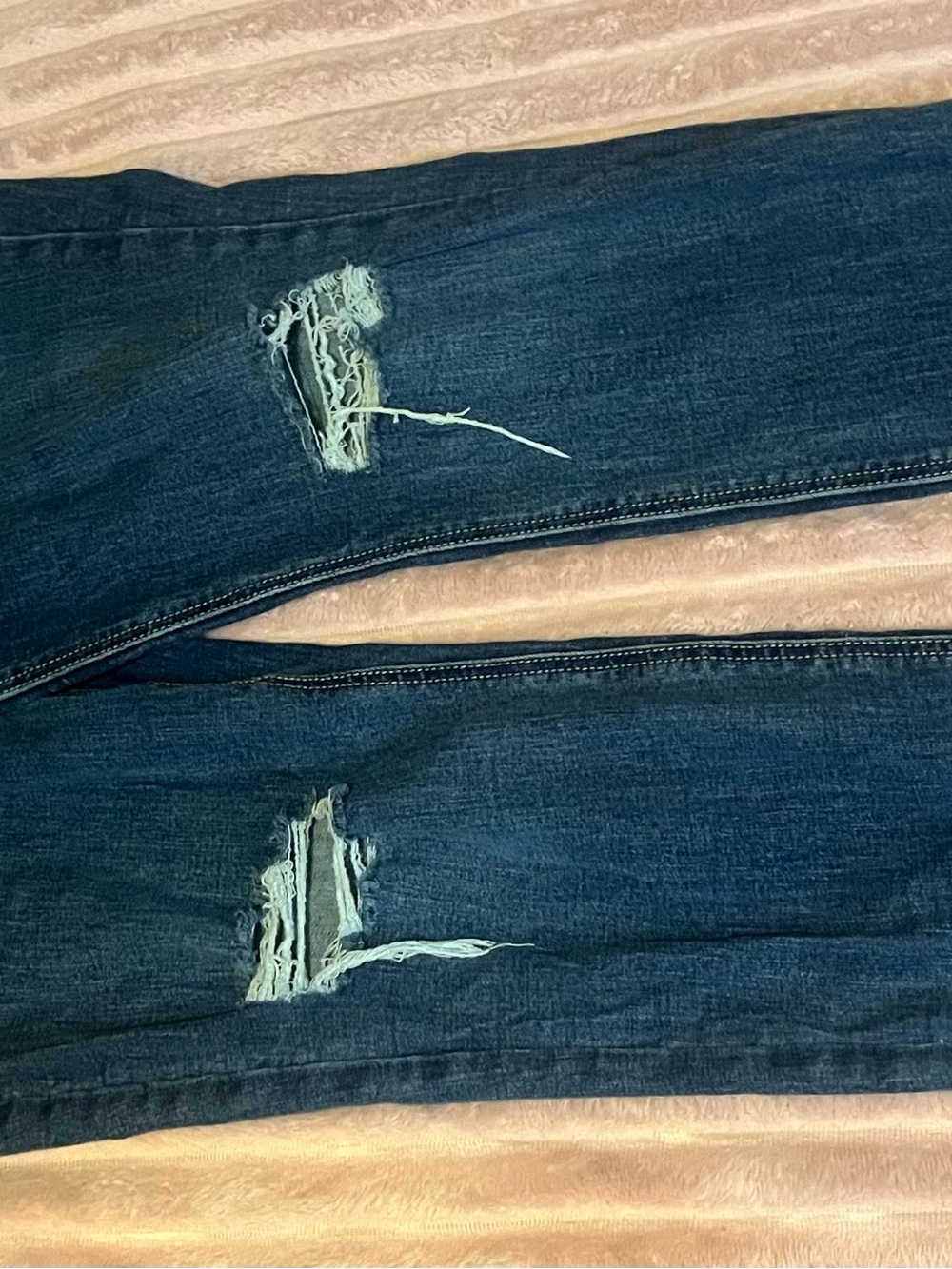 Old Navy Women's Dark Blue Boot Cut Jeans with Distressed Knees